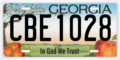 GA license plate CBE1028