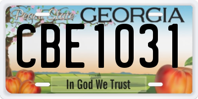 GA license plate CBE1031