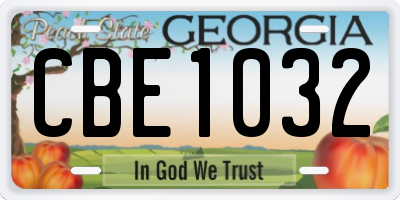 GA license plate CBE1032