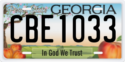 GA license plate CBE1033