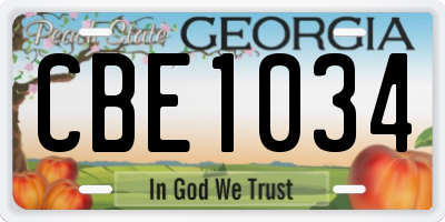 GA license plate CBE1034