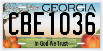 GA license plate CBE1036