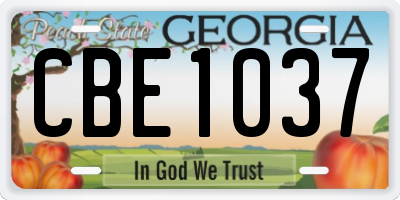 GA license plate CBE1037