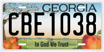 GA license plate CBE1038