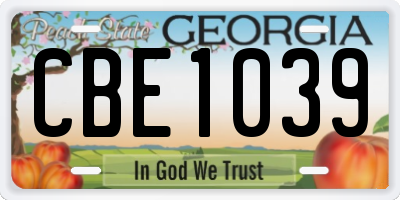 GA license plate CBE1039