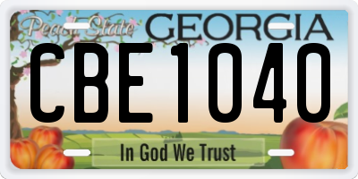 GA license plate CBE1040