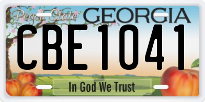 GA license plate CBE1041