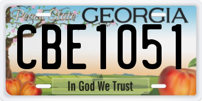 GA license plate CBE1051