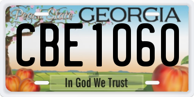 GA license plate CBE1060