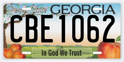 GA license plate CBE1062