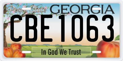 GA license plate CBE1063