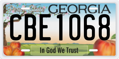 GA license plate CBE1068