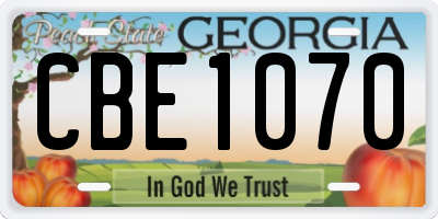 GA license plate CBE1070