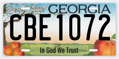 GA license plate CBE1072