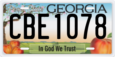 GA license plate CBE1078