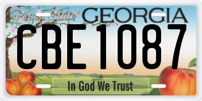 GA license plate CBE1087