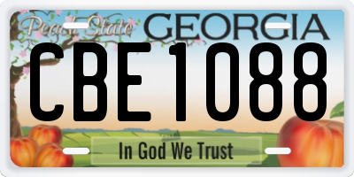 GA license plate CBE1088