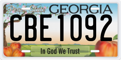 GA license plate CBE1092