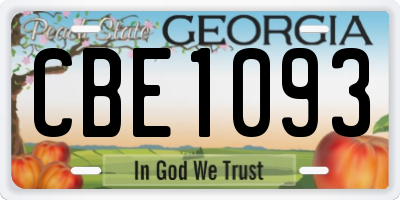 GA license plate CBE1093