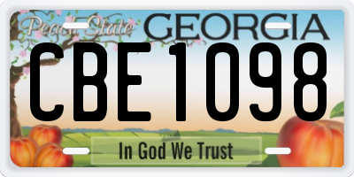 GA license plate CBE1098