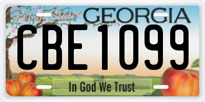 GA license plate CBE1099