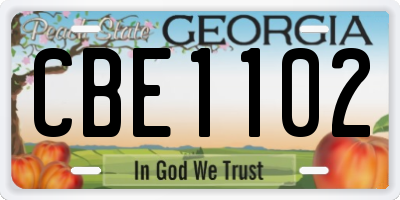 GA license plate CBE1102