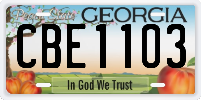 GA license plate CBE1103