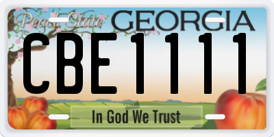 GA license plate CBE1111