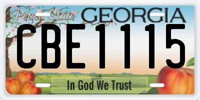 GA license plate CBE1115