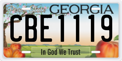 GA license plate CBE1119