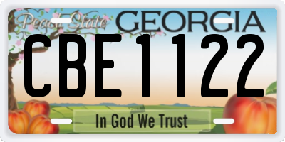GA license plate CBE1122