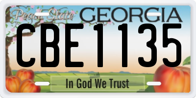 GA license plate CBE1135