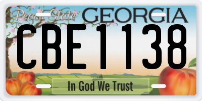 GA license plate CBE1138
