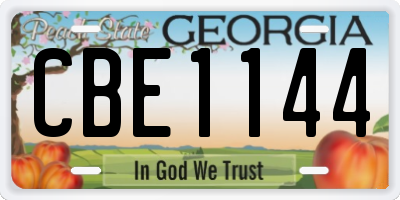 GA license plate CBE1144
