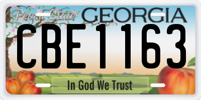 GA license plate CBE1163