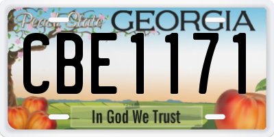 GA license plate CBE1171