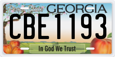 GA license plate CBE1193