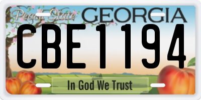 GA license plate CBE1194