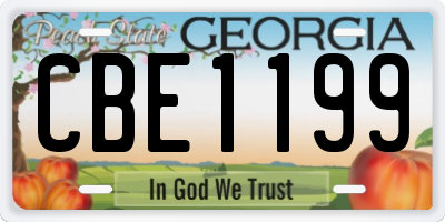 GA license plate CBE1199