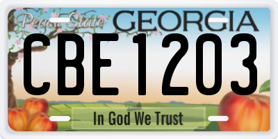 GA license plate CBE1203