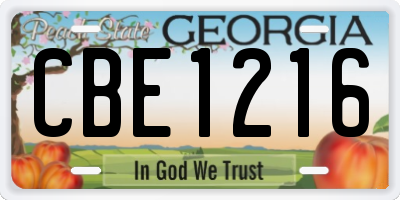 GA license plate CBE1216