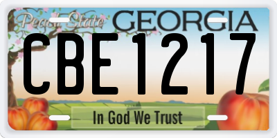 GA license plate CBE1217