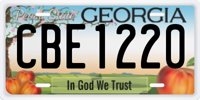 GA license plate CBE1220