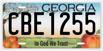GA license plate CBE1255