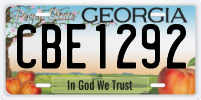 GA license plate CBE1292