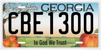 GA license plate CBE1300