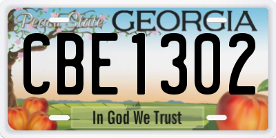 GA license plate CBE1302