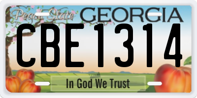 GA license plate CBE1314