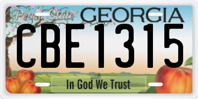 GA license plate CBE1315