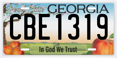 GA license plate CBE1319